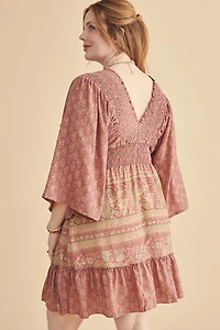 Mauve Paisley Boho Sari Dress