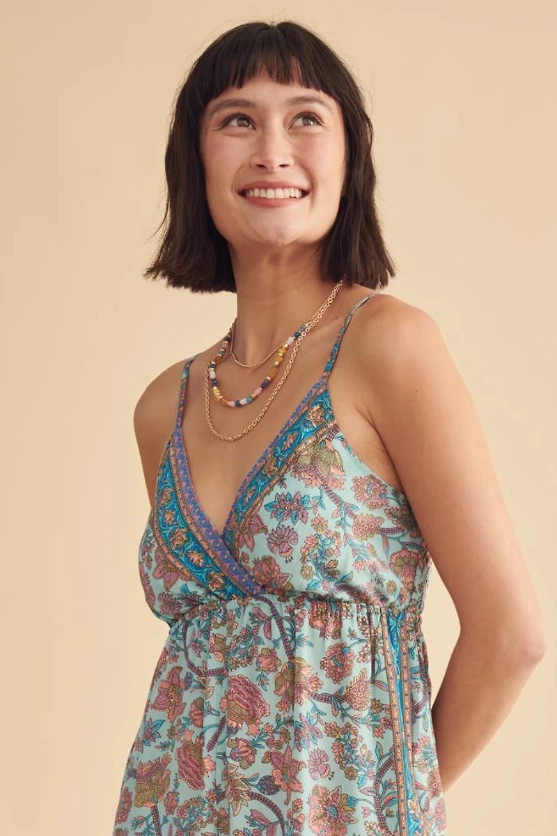 Light Blue Floral Boho Sari Jumpsuit