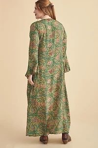 Green Paisley Longline Boho Sari Duster