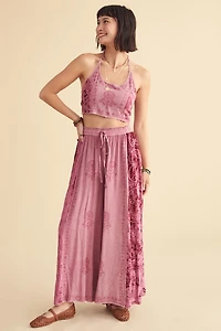 Moonlit Mauve Velvet Panel Halter Top