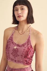 Moonlit Mauve Velvet Panel Halter Top