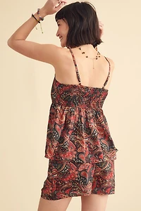 Crimson Paisley Sari Shorts