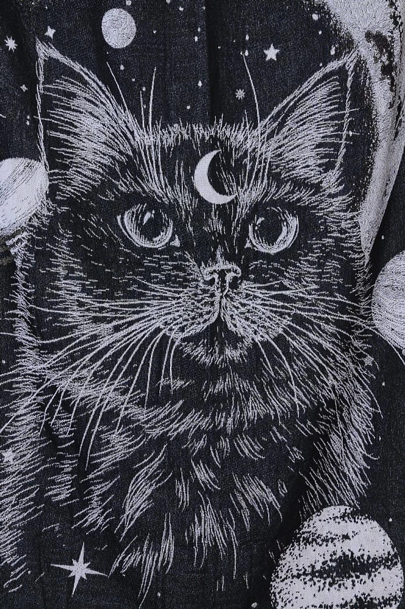 Moon Feline Woven Throw Blanket