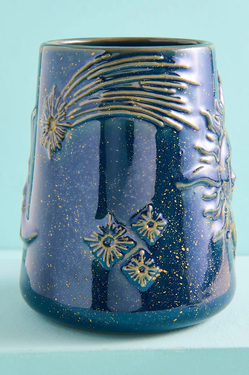 Artisan Crafted Navy Celestial Ceramic Mug