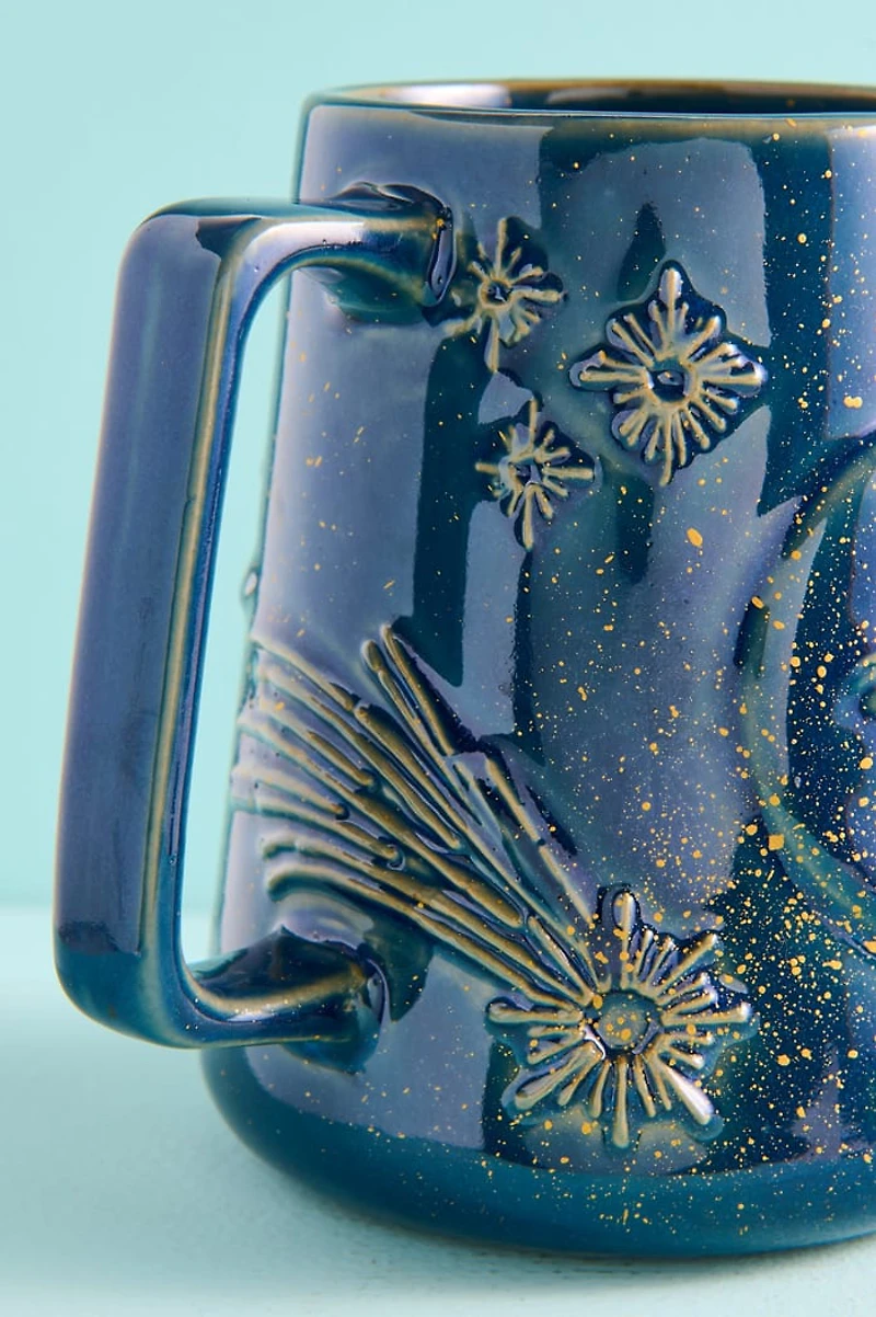 Artisan Crafted Navy Celestial Ceramic Mug