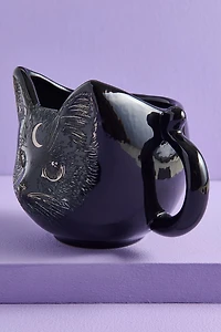Artisan Crafted Moon Cat Head Ceramic Mug