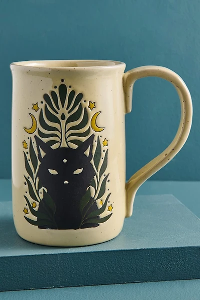 Artisan Crafted Black Cat Ceramic Mug