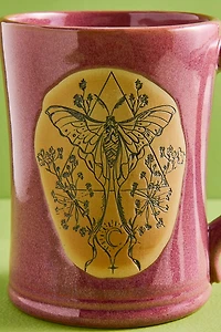 Artisan Crafted Berry Moth Ceramic Mug