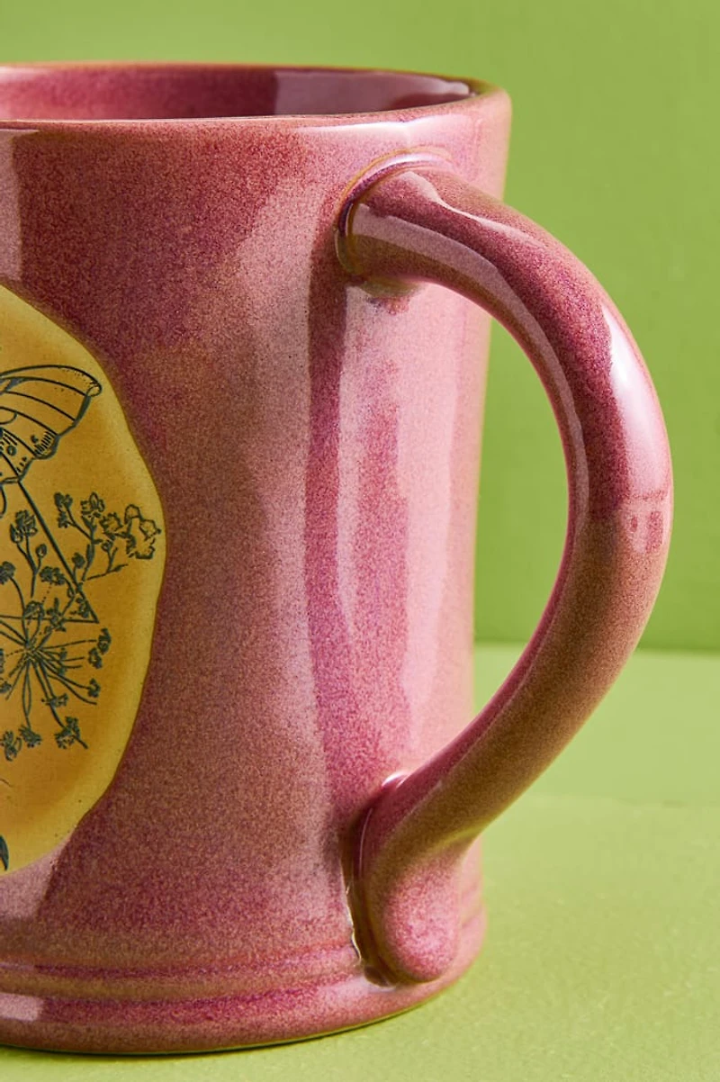 Artisan Crafted Berry Moth Ceramic Mug