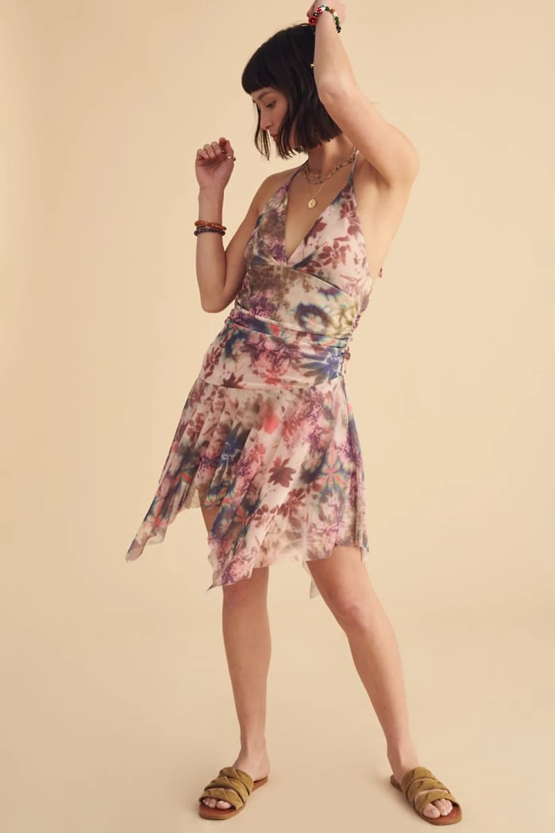 Tie Dye Mesh Fairy Halter Dress