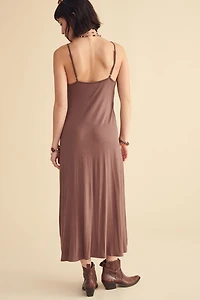 Brown Butterfly Crochet Maxi Dress