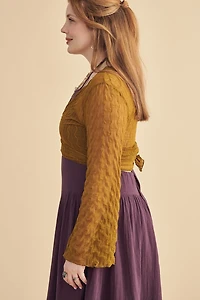 Moss Wavy Mesh Front Tie Shrug