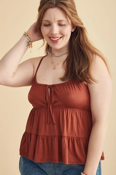 Clay Cinch Front Babydoll Tank