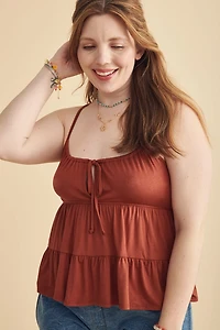 Clay Cinch Front Babydoll Tank