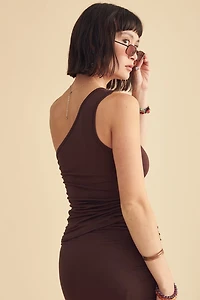 Brown Drift Cold Shoulder Top