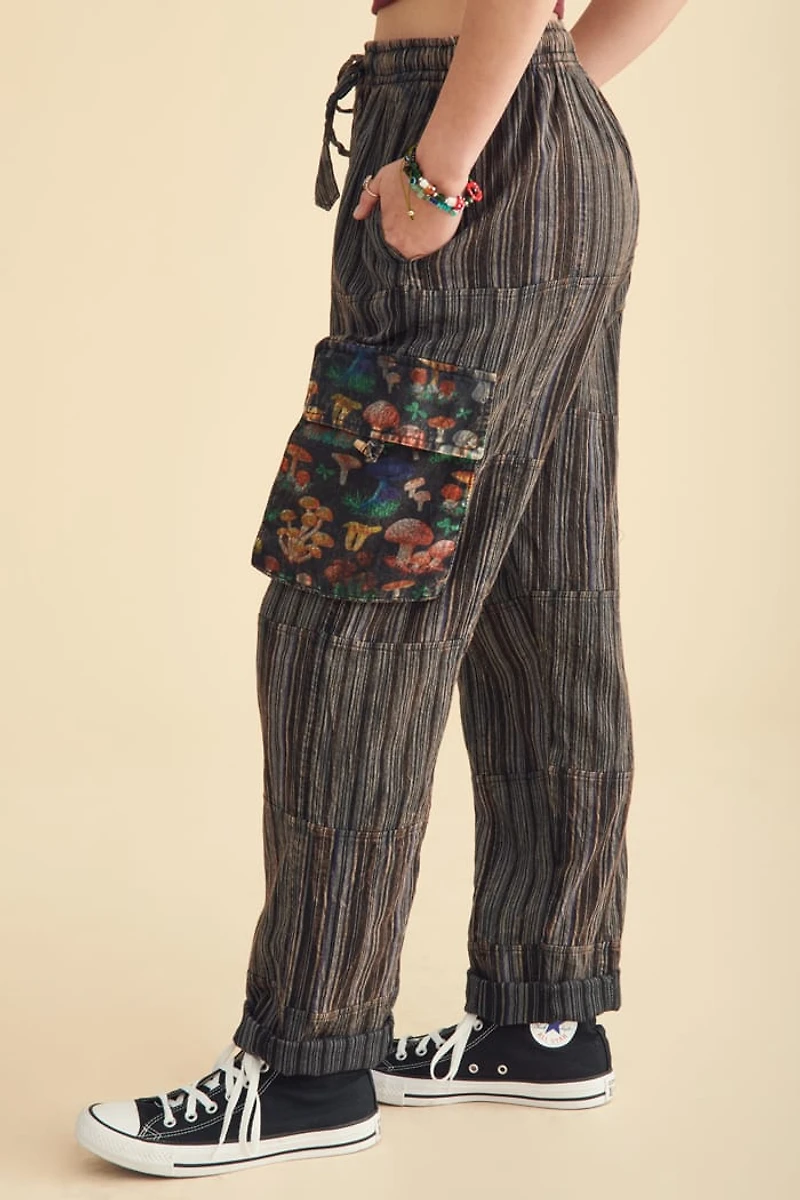 Mushroom Striped Unisex Cargo Pants