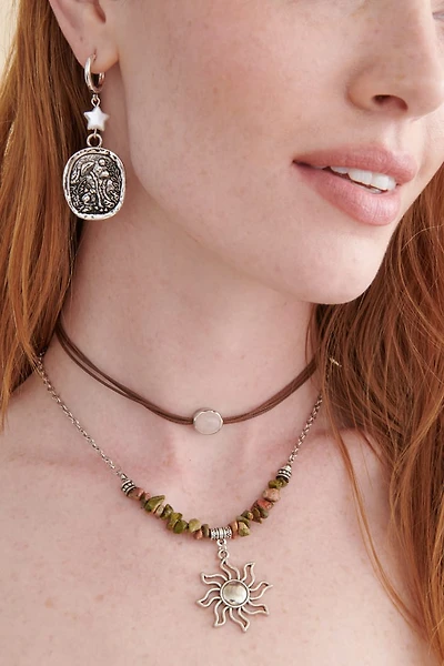 Rose Quartz and Sun Choker Necklace Set