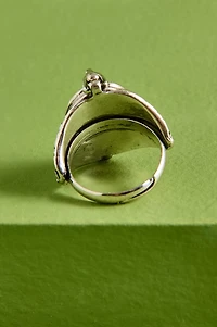 Silver Antique Oval Locket Ring