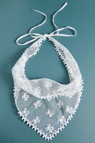 White Bow Lace Hair Scarf
