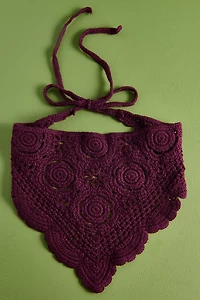 Deep Purple Crochet Scallop Hair Scarf