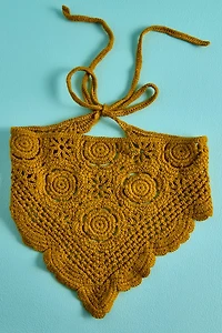 Chartreuse Crochet Scallop Hair Scarf