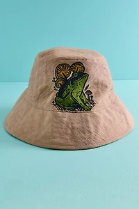 Khaki Mushroom Frog Reversible Bucket Hat
