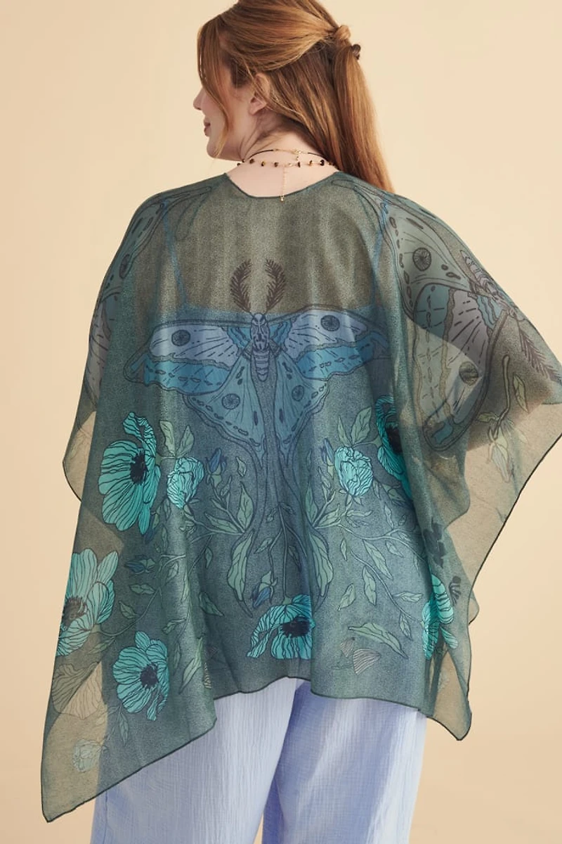 Moth Print Lightweight Boho Layering Shawl