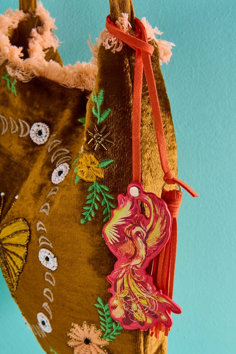 Phoenix Faux Leather Tassel Bag Charm