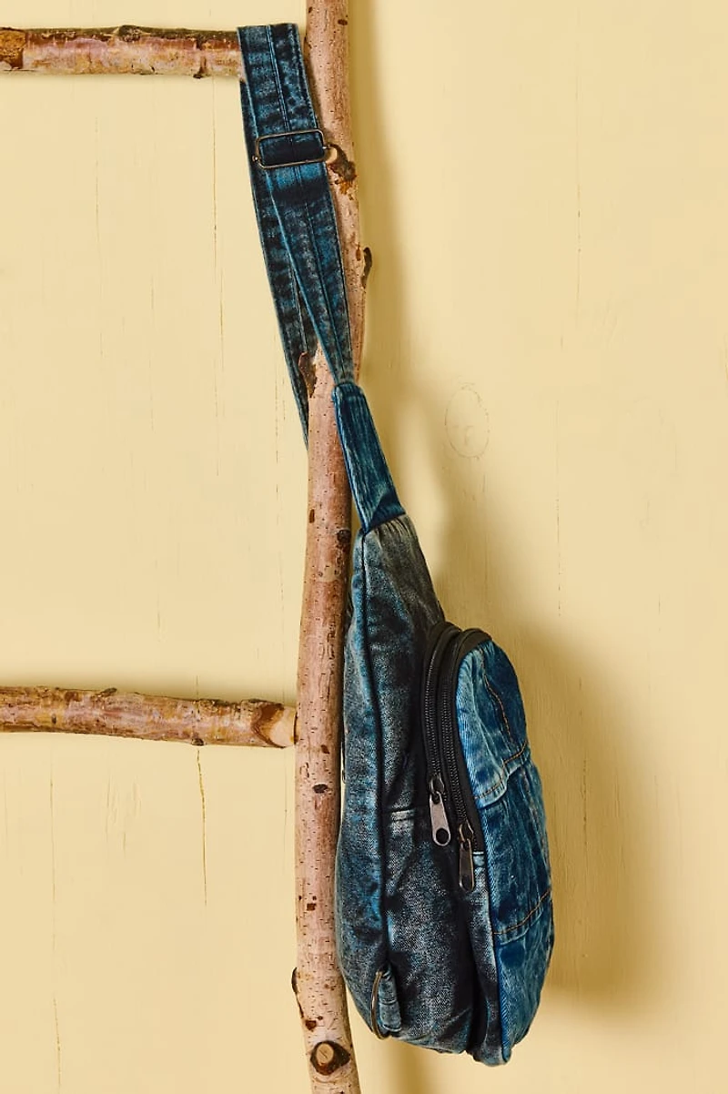 Denim Patchwork Sling Bag