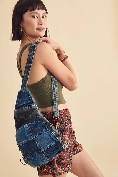 Denim Patchwork Sling Bag