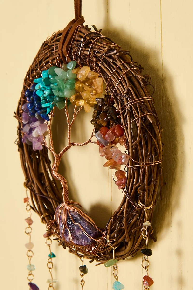 Rattan Chakra Tree of Life Suncatcher