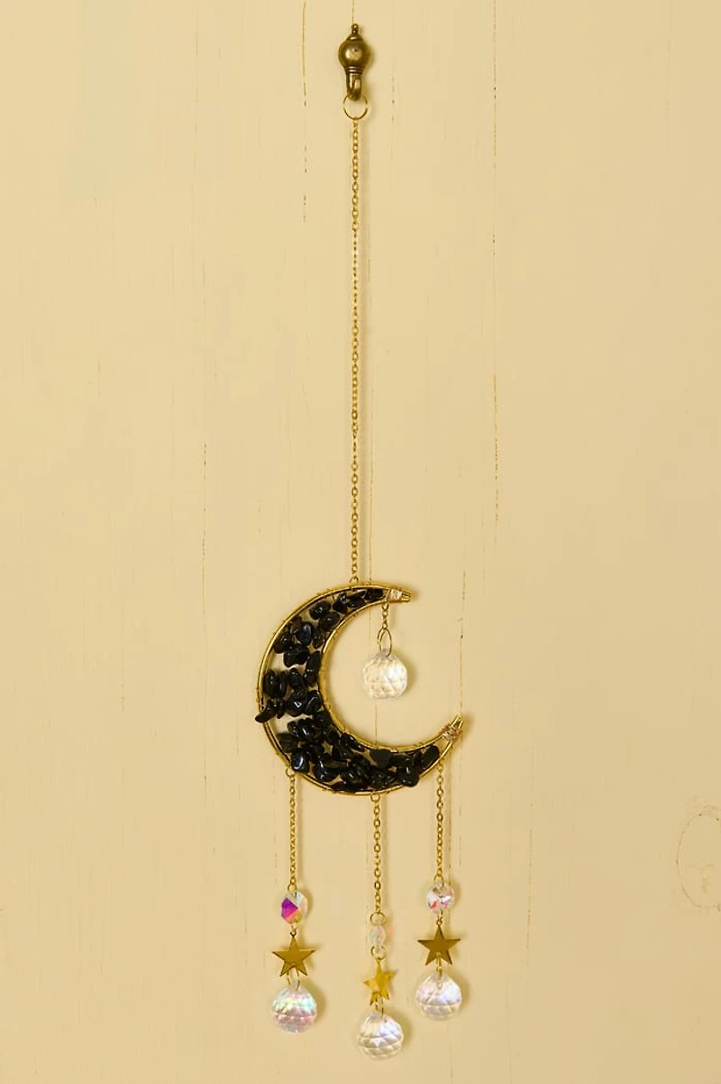 Obsidian Crescent Moon Suncatcher