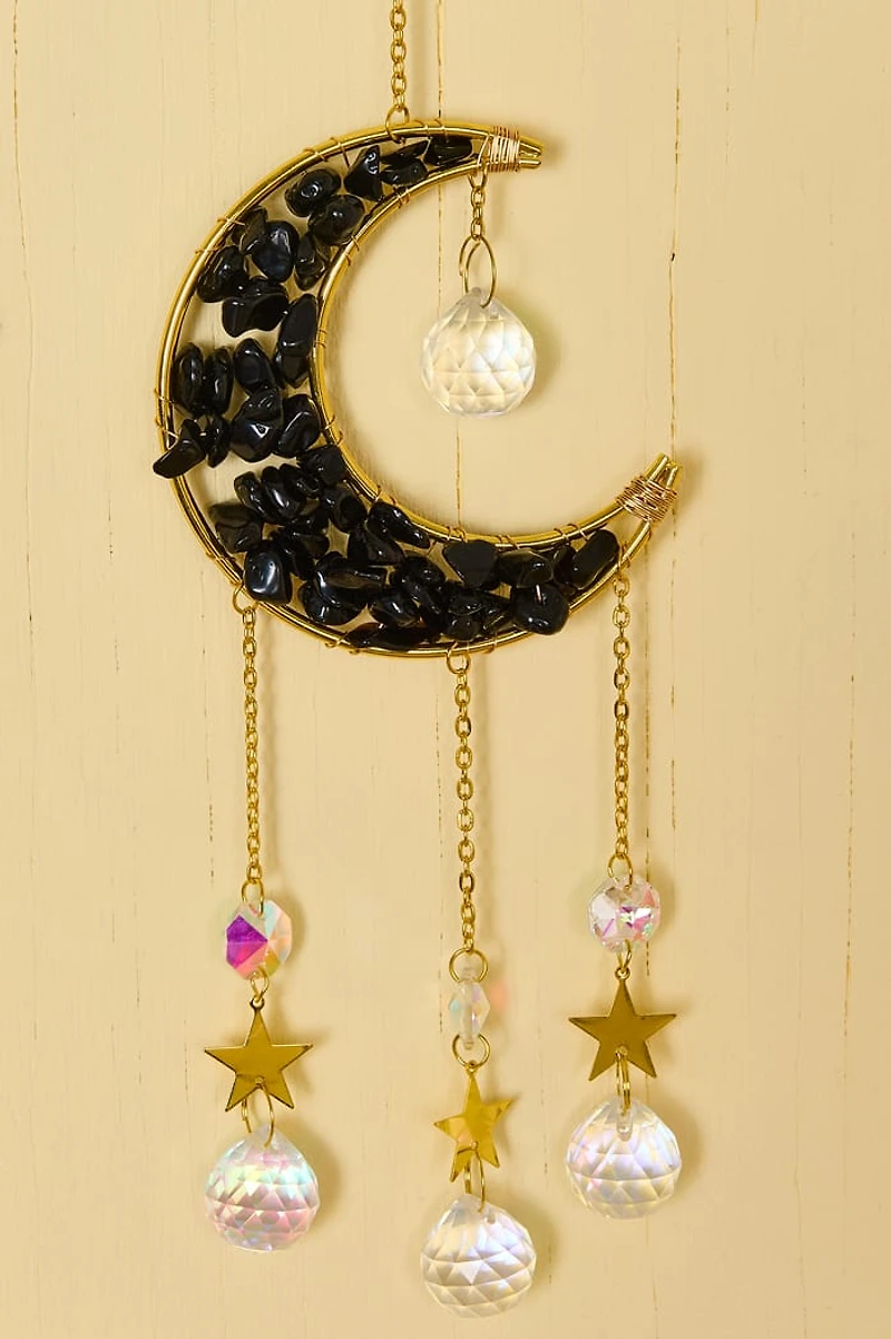 Obsidian Crescent Moon Suncatcher