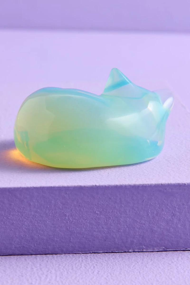 Large Opalite Cat Figurine
