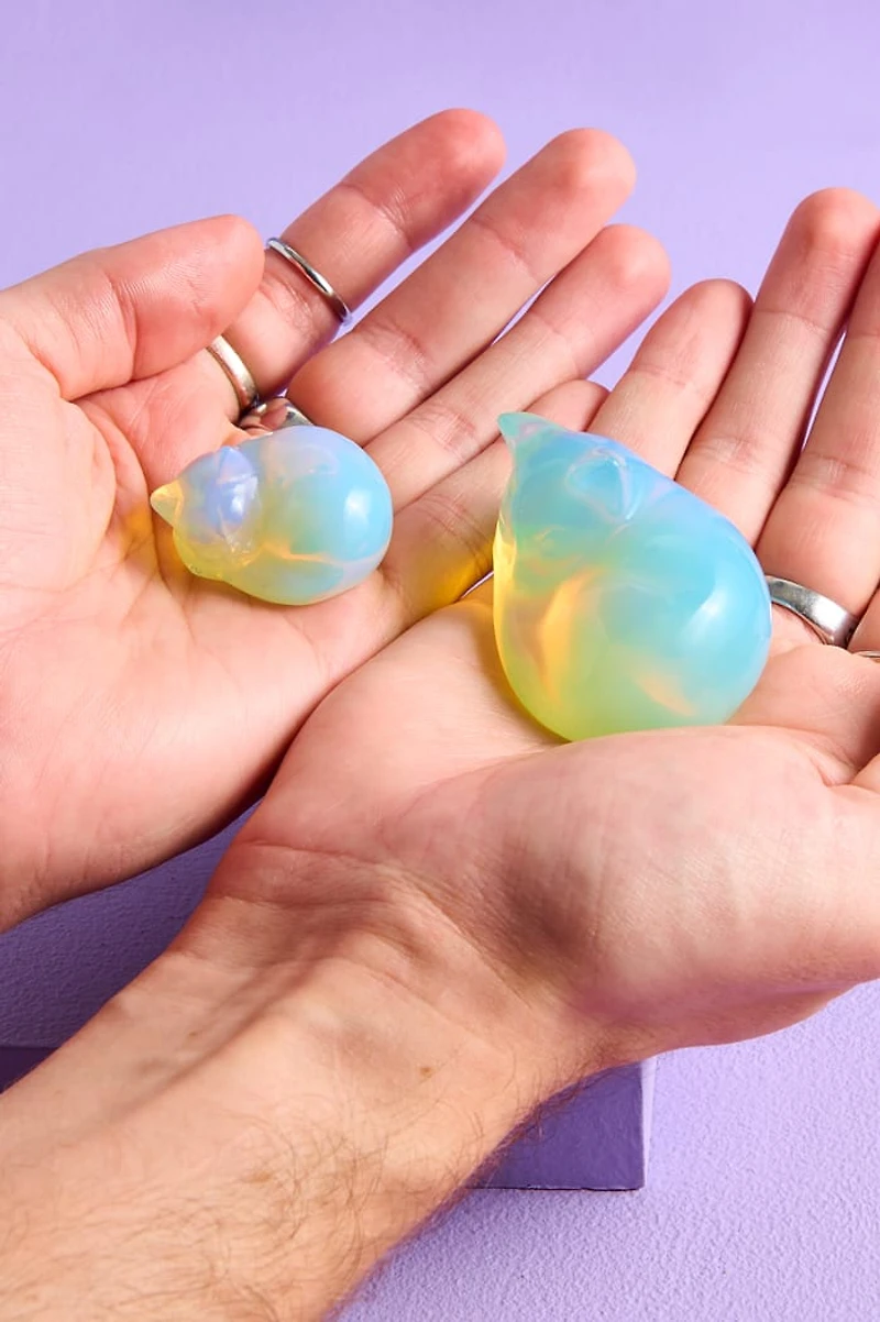 Large Opalite Cat Figurine