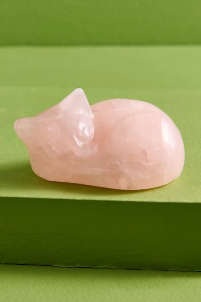 Large Rose Quartz Cat Figurine