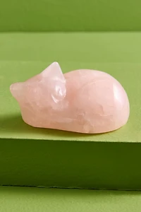 Large Rose Quartz Cat Figurine