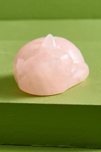 Large Rose Quartz Cat Figurine