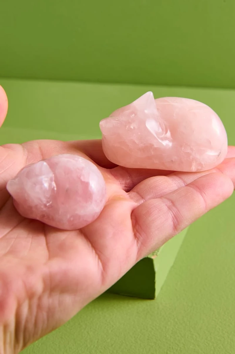 Large Rose Quartz Cat Figurine