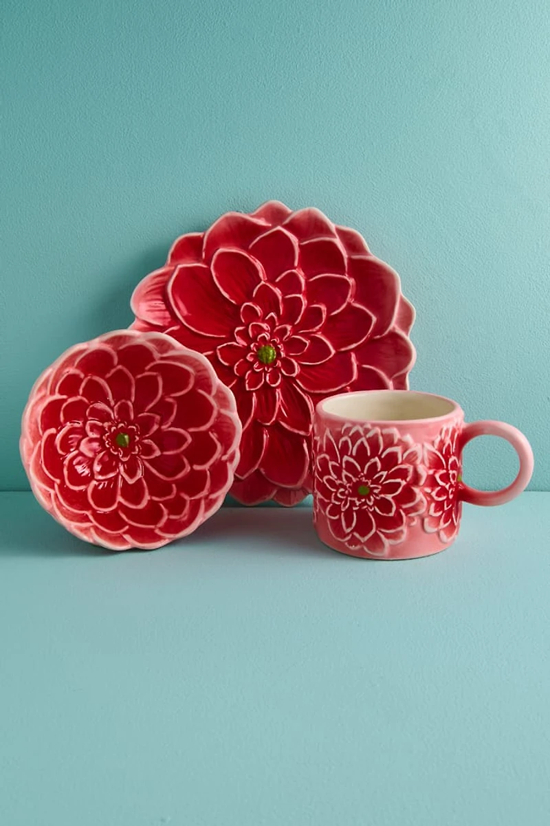 Pink Blushing Flower Artisan-Painted Ceramic Mug