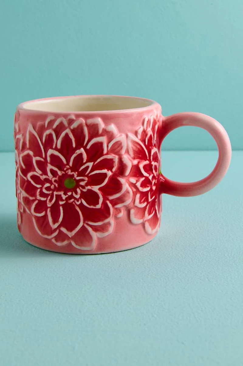 Pink Blushing Flower Artisan-Painted Ceramic Mug