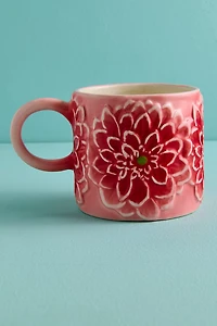 Pink Blushing Flower Artisan-Painted Ceramic Mug