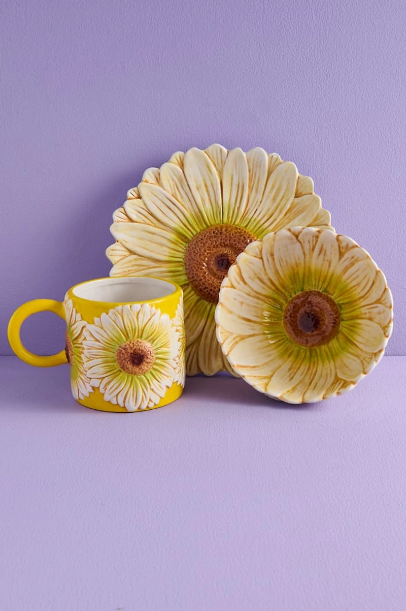 Blushing Flower Artisan-Painted Ceramic Mug