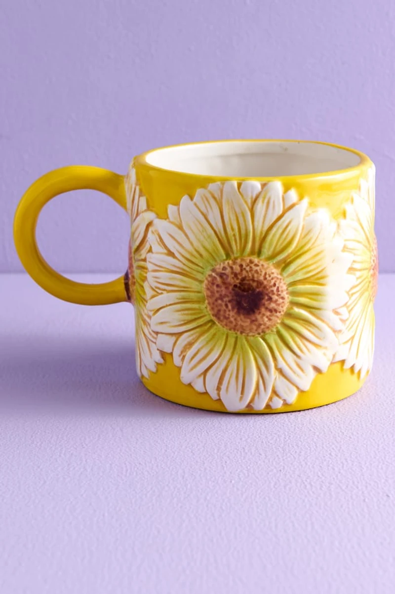Blushing Flower Artisan-Painted Ceramic Mug