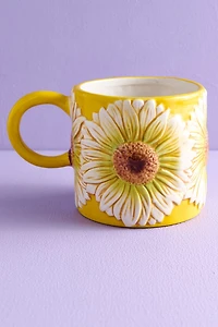 Blushing Flower Artisan-Painted Ceramic Mug