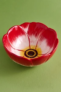 Buy Red Floral Ceramic Bowl - Boho Artisan Style Home Accent