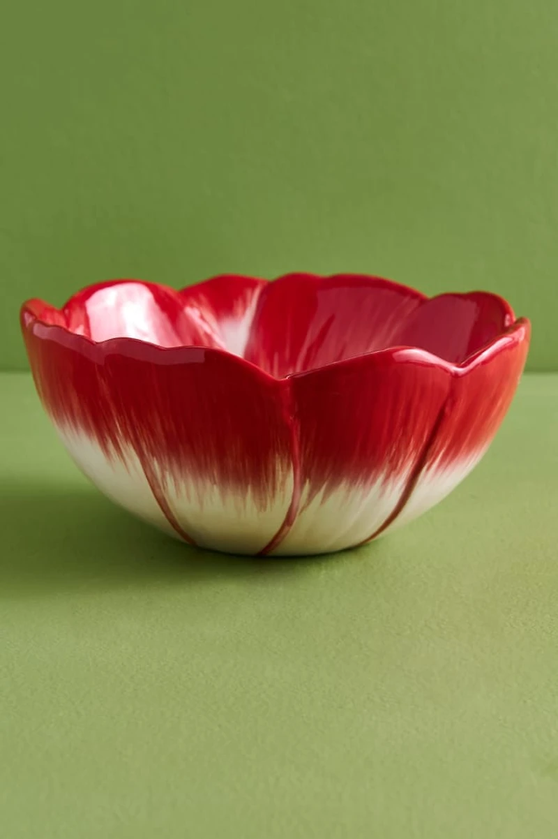 Buy Red Floral Ceramic Bowl - Boho Artisan Style Home Accent