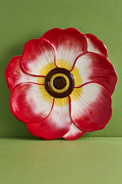 Shop Red Boho Ceramic Plate - Floral Artisan Dining Decor