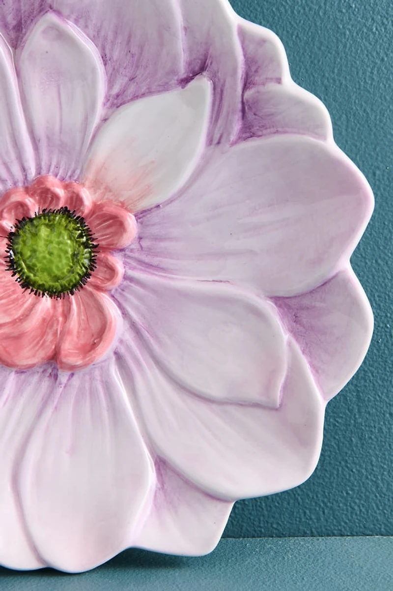 Shop Purple Boho Ceramic Plate - Floral Design Artisan Tableware