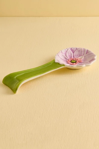 Purple Blushing Flower Artisan-Painted Spoon Rest
